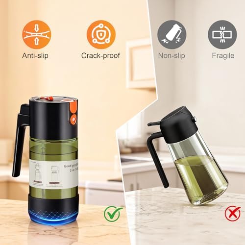 2-in-1 Oil Sprayer for Cooking, 500ml Dark Glass