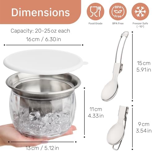 Useful Co. Dip Chiller Bowl with Lid, 20oz 2-Pack, Chilled Serving