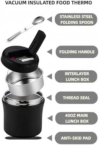 40oz Insulated Food Jar with Thermal Bag & Spoon