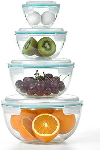 Glasslock Mixing Bowl with Latching Lids 8-Pieces Set – Airtight