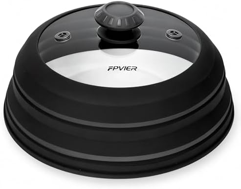 Microwave Splatter Cover, Vented Silicone & Glass Anti-Splatter Lid