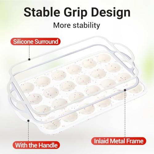 FUNBAKY Silicone Mini Muffin Pan, Metal Reinforced Frame 24 Cups