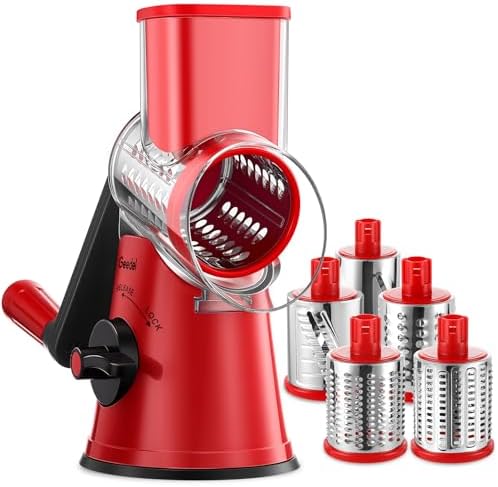 Geedel Rotary Cheese Grater, 5 in 1 Veggie Slicer