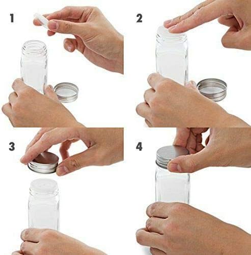 Zugar Land Set of 14 - Square Glass Spice Jars with Shaker Tops and
