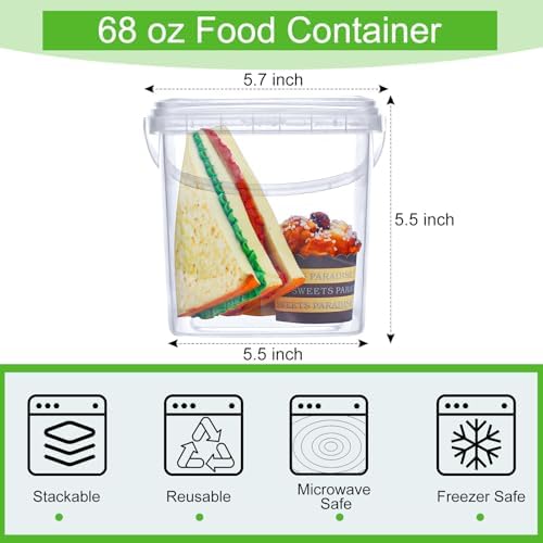 Macarrie 50 Pack 68 Oz Square Deli Containers with Lids Food Storage