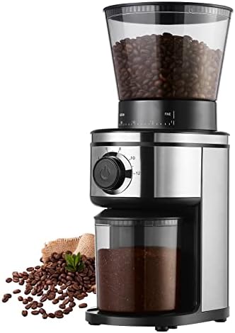 Ollygrin Burr Coffee Grinder, 30 Settings, Sliver & Black