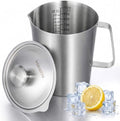 304 Stainless Steel Pitcher with Lid, 34 oz / 1L Metal Measuring Cup
