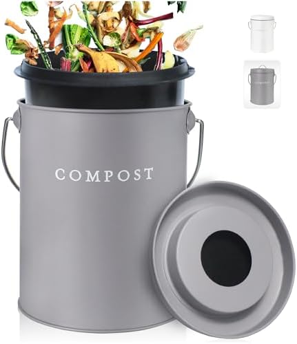 FINESSY Small Countertop Kitchen Compost Bin with Lid