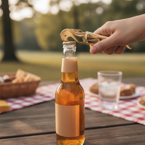 Gold Wine Opener and Golden Bottle Beer Corkscrew
