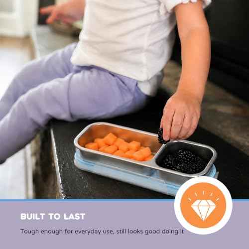3-Pack Stainless Steel Snack Containers, 2-Compartment