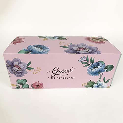 Gracie China Fantastic Green Porcelain 3-Piece Sugar, Creamer And Tray