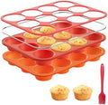 Silicone Muffin Pan with Metal Reinforced Frame,2 Pcs 2.9" Regular
