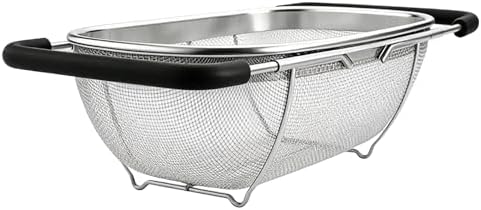 Over Sink Colander with Expandable Handle Oval Sifter