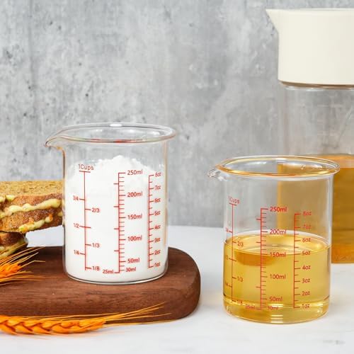 Glass Measuring Cup 1 Cup,8oz 250ml Borosilicate Liquid Measuring Cup