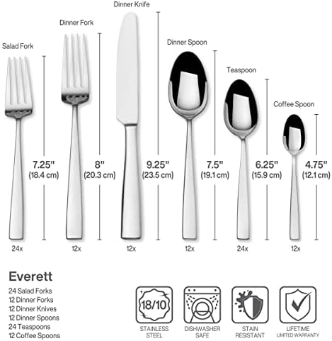 Mikasa Everett 18/10 Stainless Steel Flatware Set, 101-Piece Service