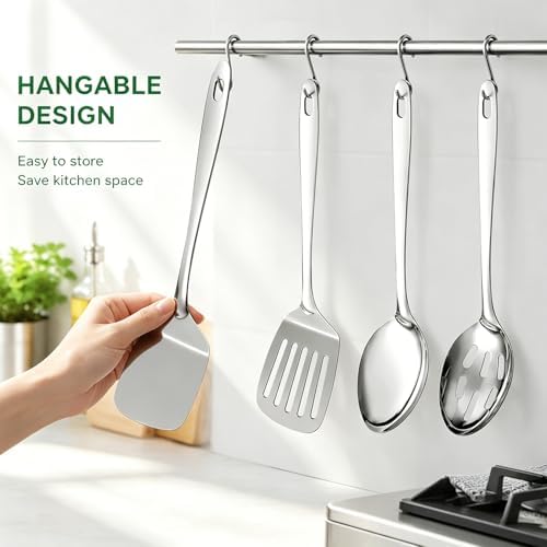 Stainless Steel Spatula Spoon Set, 4PCS Large Cooking Utensils Set