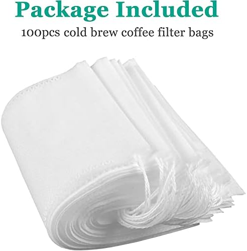 Yzurbu 100pcs Cold Brew Coffee Bags, 6'' x 8'' No Mess Disposable