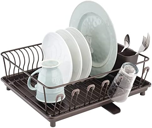 mDesign Alloy Steel Dish Drying Rack, Bronze