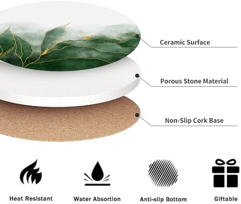LOKMU Coasters for Drinks,Round Absorbent Ceramic Stone Coaster Sets