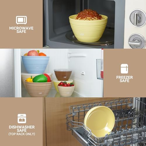 LISI 12-Piece Mixing Bowls Set, 6 Bowls with Clear Lids, Microwave