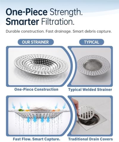 2 Silicone Bathtub Tub Stoppers with Stainless Steel Strainer Set
