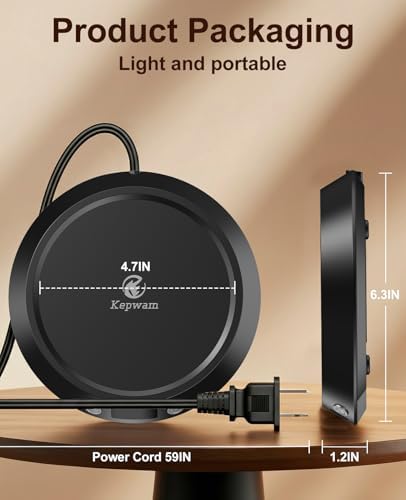 Kepwam Mug Warmer for Desk, Coffee Warmer with 3 Temp Settings & 2-9H