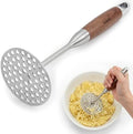 DUGATO Potato Masher, Stainless Steel Masher Tool with Wood Handle