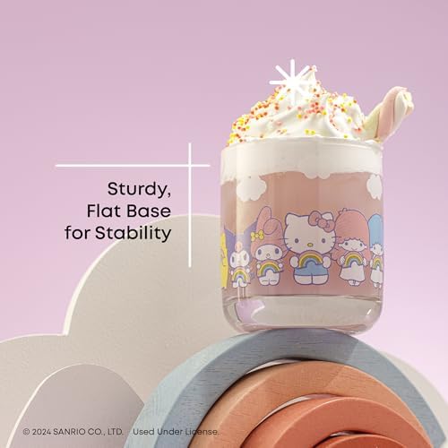 JoyJolt Hello Kitty & Friends Rainbow Short Drinking Glasses, Lowball