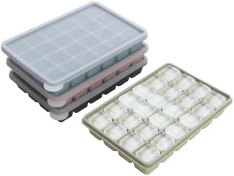 4-Pack Silicone Ice Cube Trays with Lid, Easy Release Ice Cube Molds