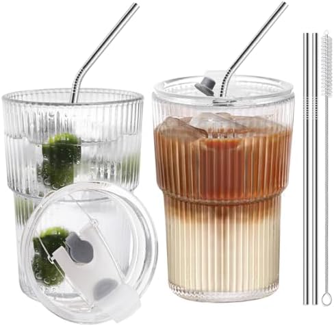 HIGIINC Iced Coffee Cups With Lids and Straws 2 Pcs, 16 OZ Unbreakable