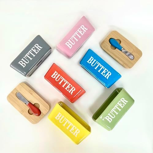Domini Large Butter Dish,Ceramic Butter Dish with lid and knife