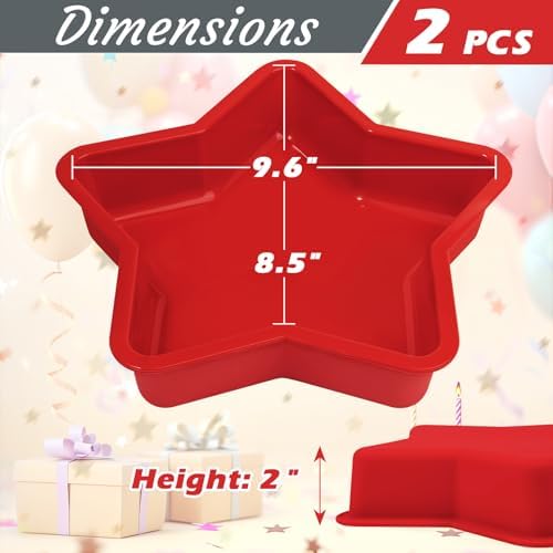 Webake 2Pcs Silicone Star Cake Pan 10 Inch Large Nonstick Star Shaped