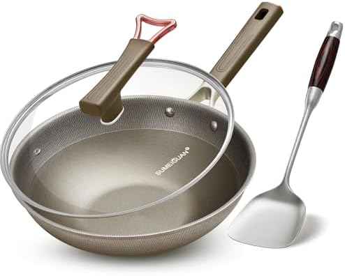 13" Titanium Hybrid Woks with Lid & Stir-fry Pans Nonstick, Induction