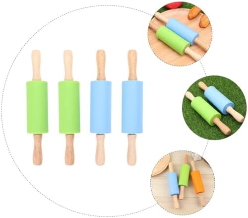 4pcs Silicone Wood Rolling Pin Dough Roller for Home Baking