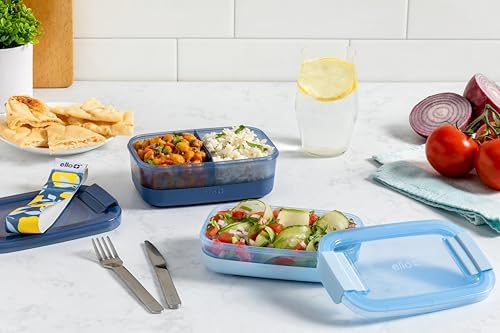 Ello Lunch Stack Bento Box Plastic Food Containers, 2 Pack, Blueberry