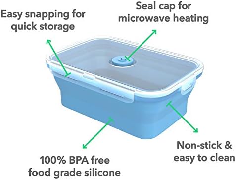Vremi Silicone Food Storage Containers with BPA Free Airtight Plastic
