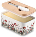Fungi Fun Ceramic Mushroom Butter Dish with Lid & Knife - Ceramic