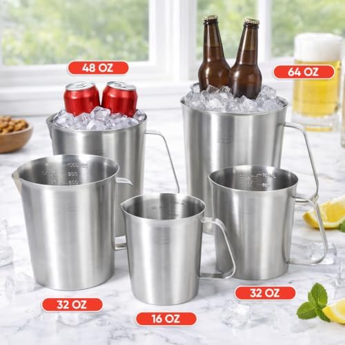 Newness 2 Cup Stainless Steel Measuring Cup, Metal Measure Cup, 16