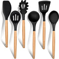 E-far Cooking Utensils Set of 6, Silicone Kitchen Utensils with Wooden