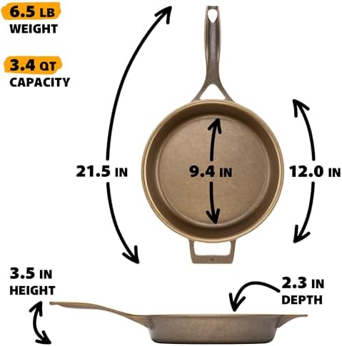 Stargazer 12-Inch Cast Iron Skillet | Made in USA, Seasoned, Premium