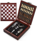 Wine Gift Box with Chess Set - Accessory Set with Wine Opener, Wine