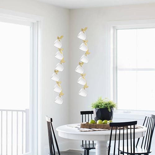 4PCS Unique Coffee Mug Holder Wall Mounted with 12 Hooks, Metal Coffee