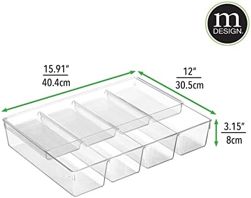 mDesign Plastic Kitchen Drawer Organizer Tray Set - Horizontal Storage