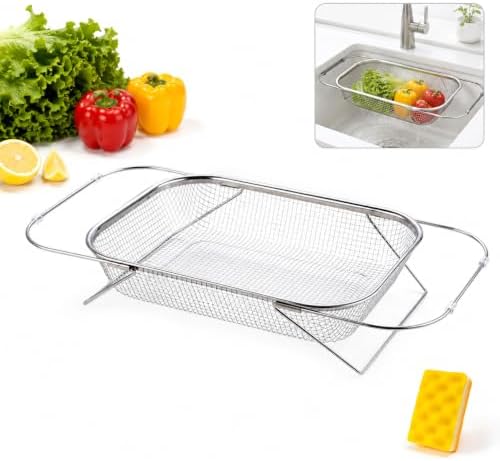 Stainless Steel Telescopic Drainer Basket, Over the Sink Colander