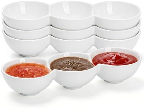Yesland 3-Compartment Porcelain Serving Tray Set of 4-9 Inch Long