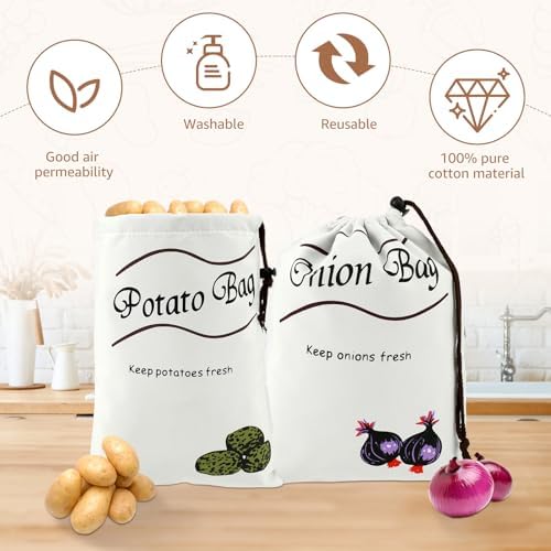 4 Pack Potato Storage Bag, Pantry Potato and Onion Storage Bags with