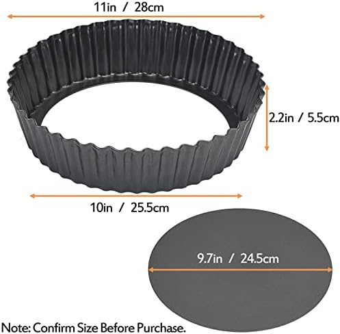 2 Pack 11 Inch Nonstick Tart Pan, Quiche Pan, Carbon Steel Deep-dish