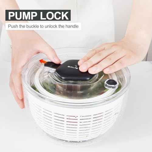 Smile mom Salad Spinner Small Lettuce Spinner Kitchen Gadgets Vegetable Washer, High Efficiency for Home Kitchen Washing & Drying Leafy Vegetables, One-Handed Handle Easy Press 3.8 Qt White