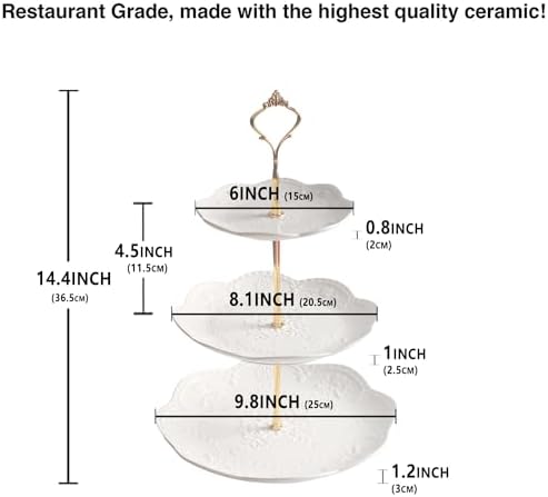 3 Tier Ceramic Combination Cupcake Stand Holder, Cupcake Stand Tower