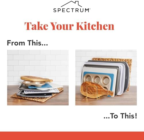 Spectrum Euro Kitchen Organizer for Cooking and Bakeware, Satin Nickel